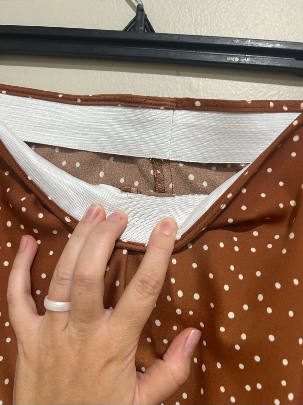 Target Brown Polka Dot Midi Skirt Slit High Rise Size M - Picture 6 of 10